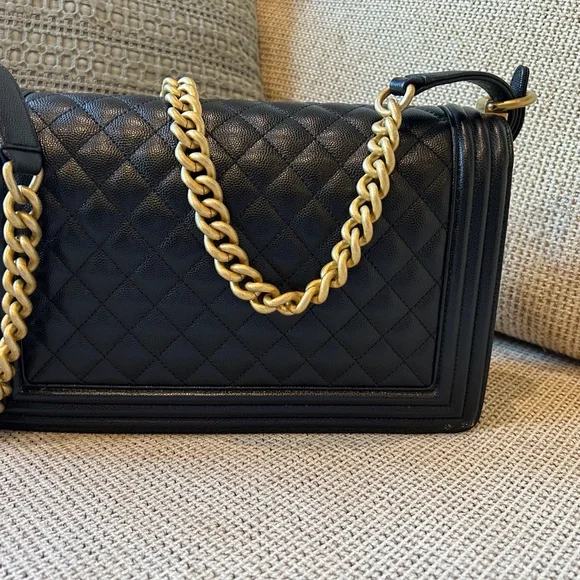 Chanel-Black Quilted Caviar Leather Large Boy Bag - Picture 2 of 7